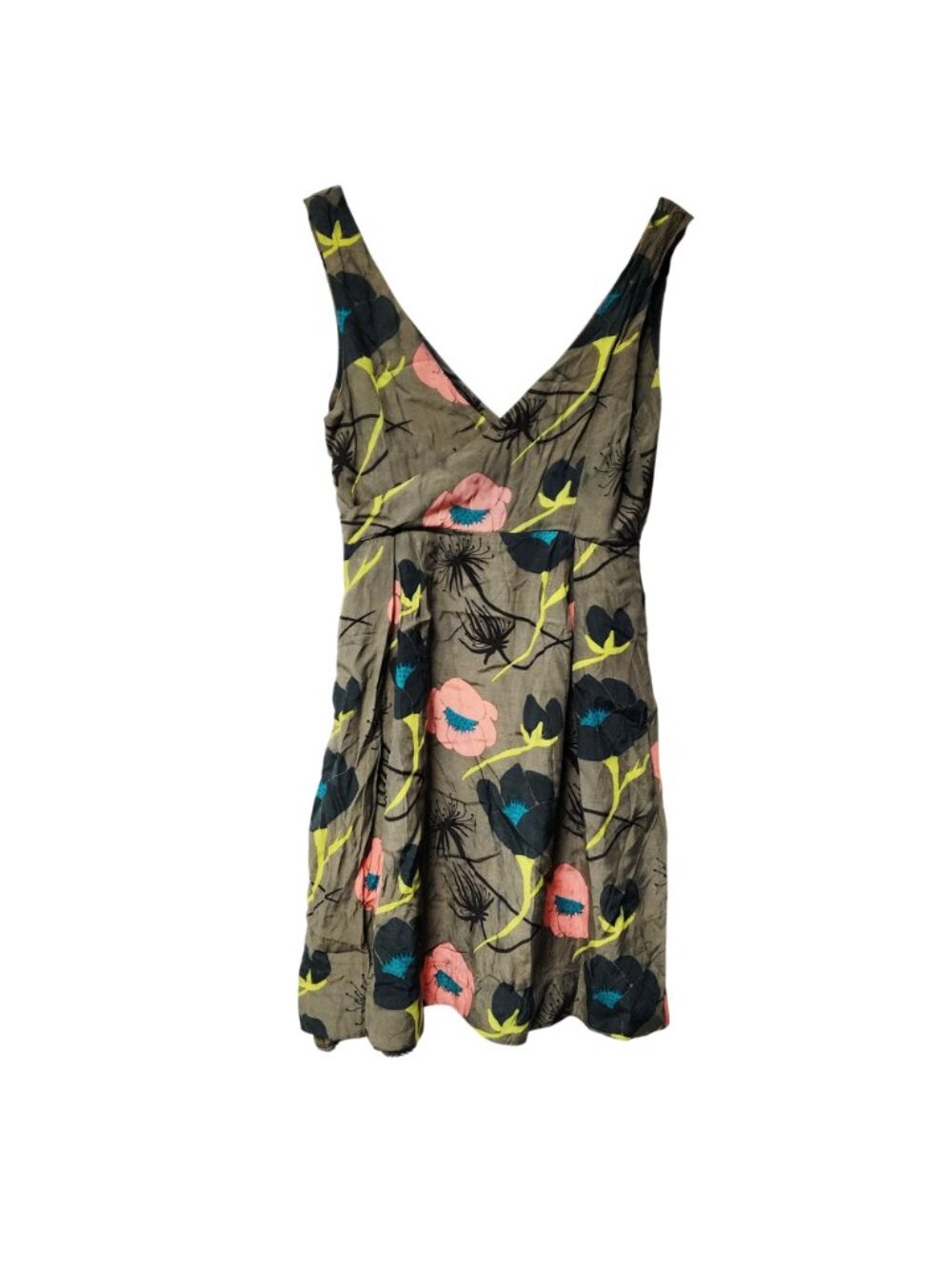 Anthropologie Sariah Floral Sleeveless V-Neck Mini Dress Lace Hem Size 4 - Picture 8 of 8